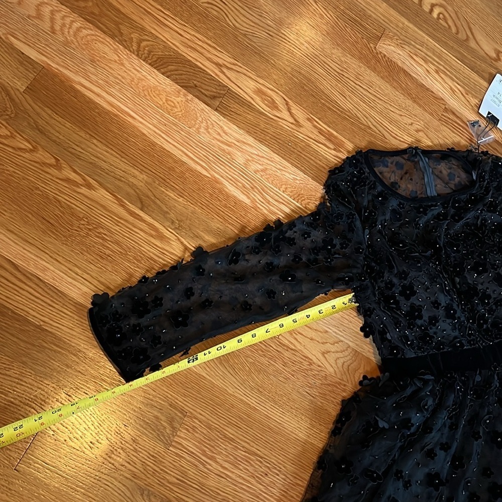 Mac Duggal Embellished Illusion High Neck Long Sleeve Fit & Flare Size 14 NWT - Picture 9 of 13